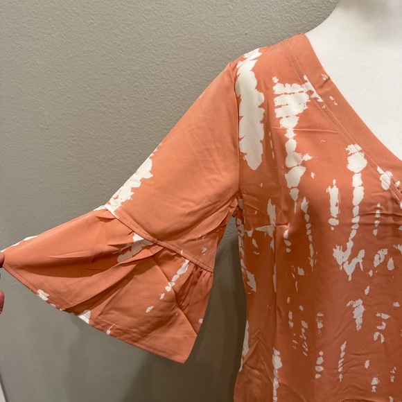 Womens Fall Dress Size Large Peach Tie-Dye New - Picture 4 of 9